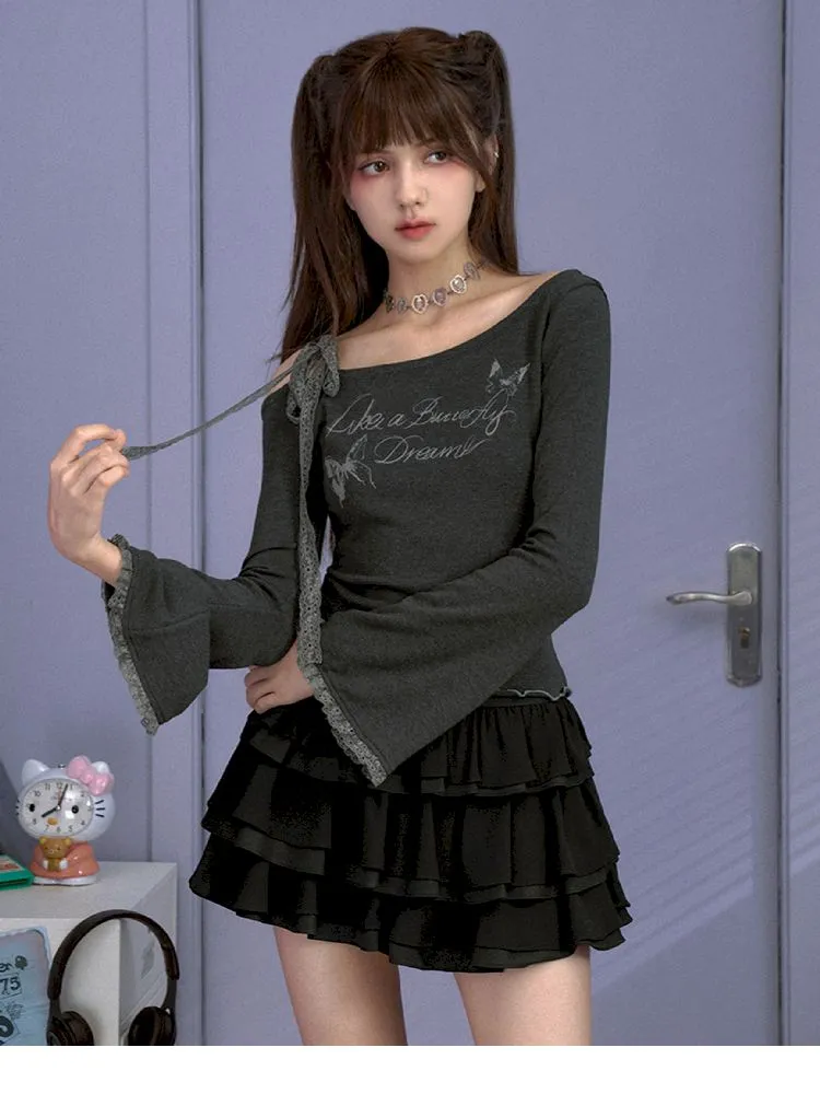 bow off-shoulder hot T-shirt