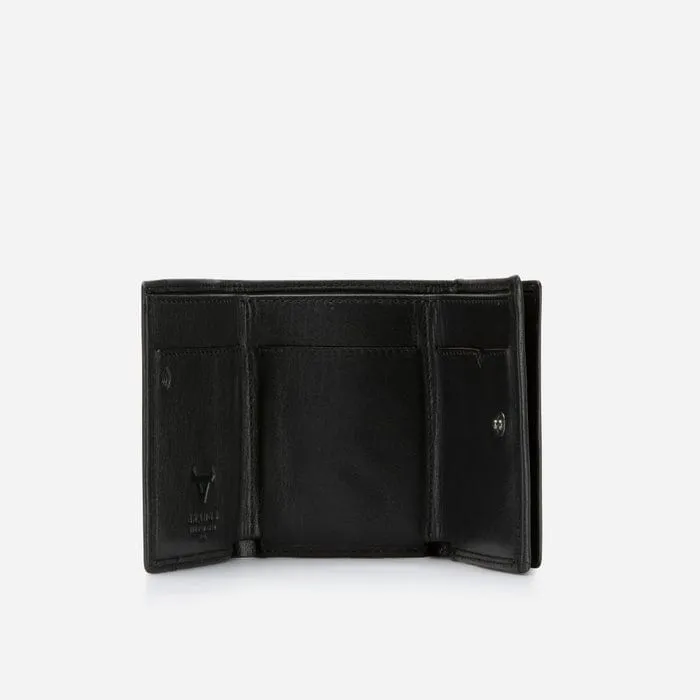 Brando Compact Trifold Leather Wallet Black