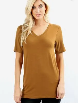 BRIAR V NECK TEE COFFEE