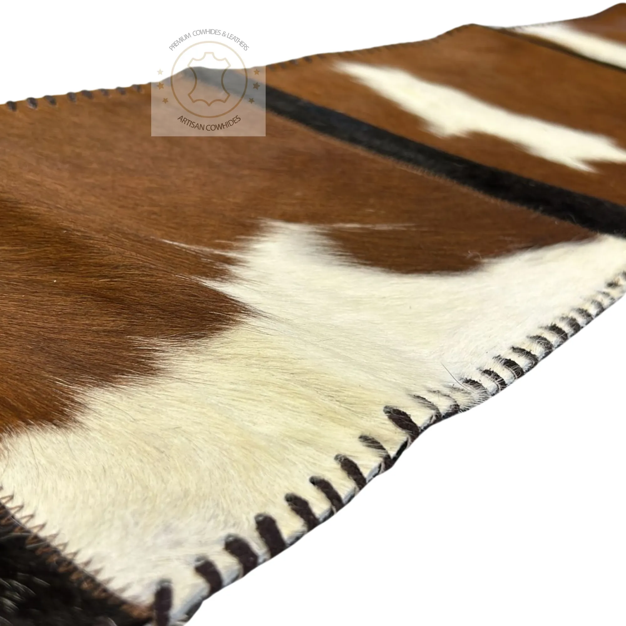 Brown & White Cowhide Table Runner - 8ft -  Table deccor