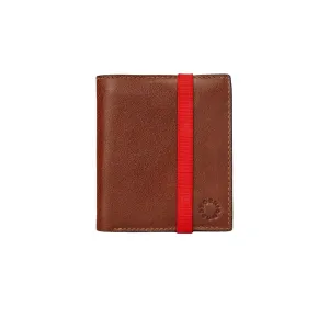 Brown Leather Wallet with Red Elastic fastening
