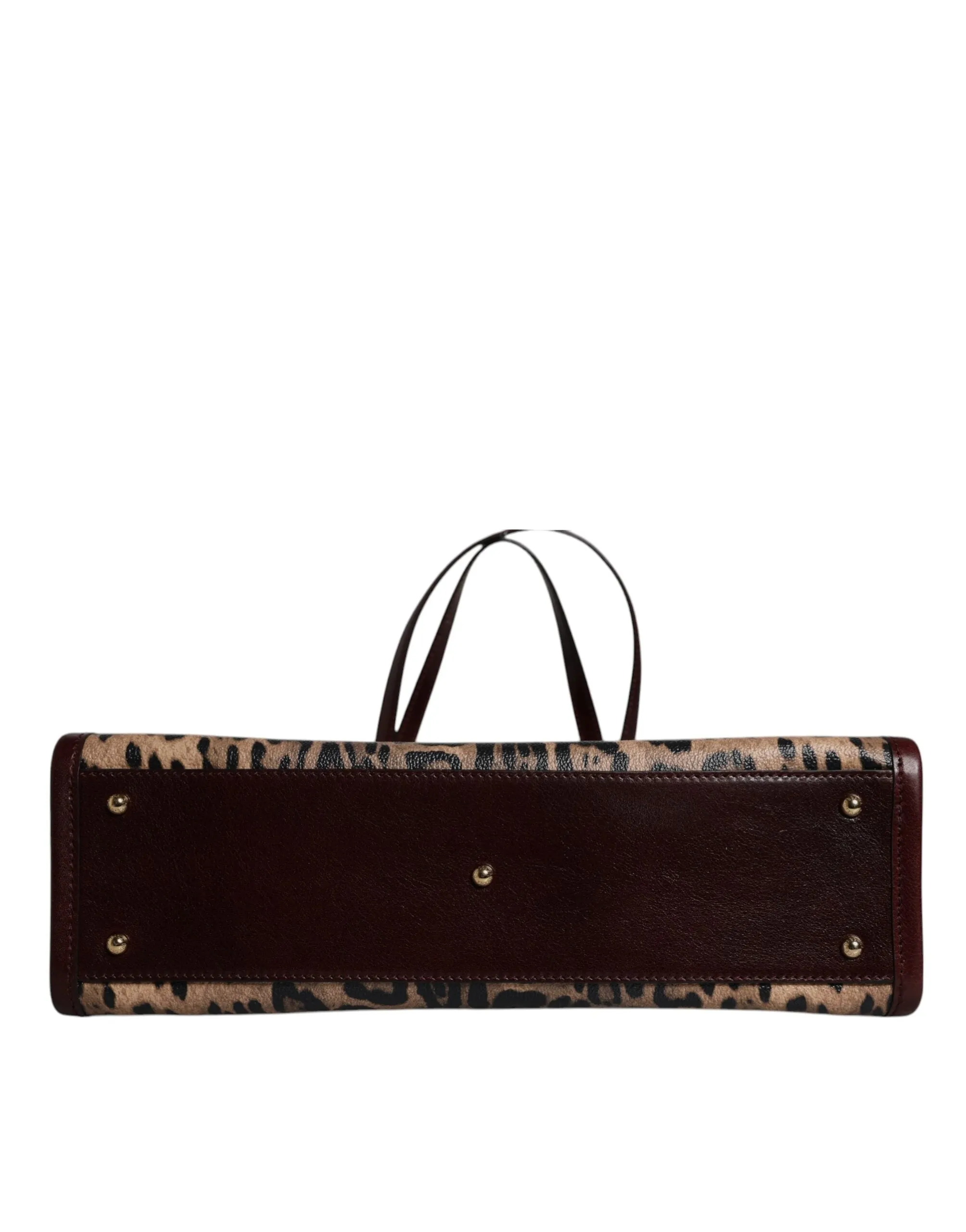 Brown Leopard Leather Shoulder Strap Tote Bag