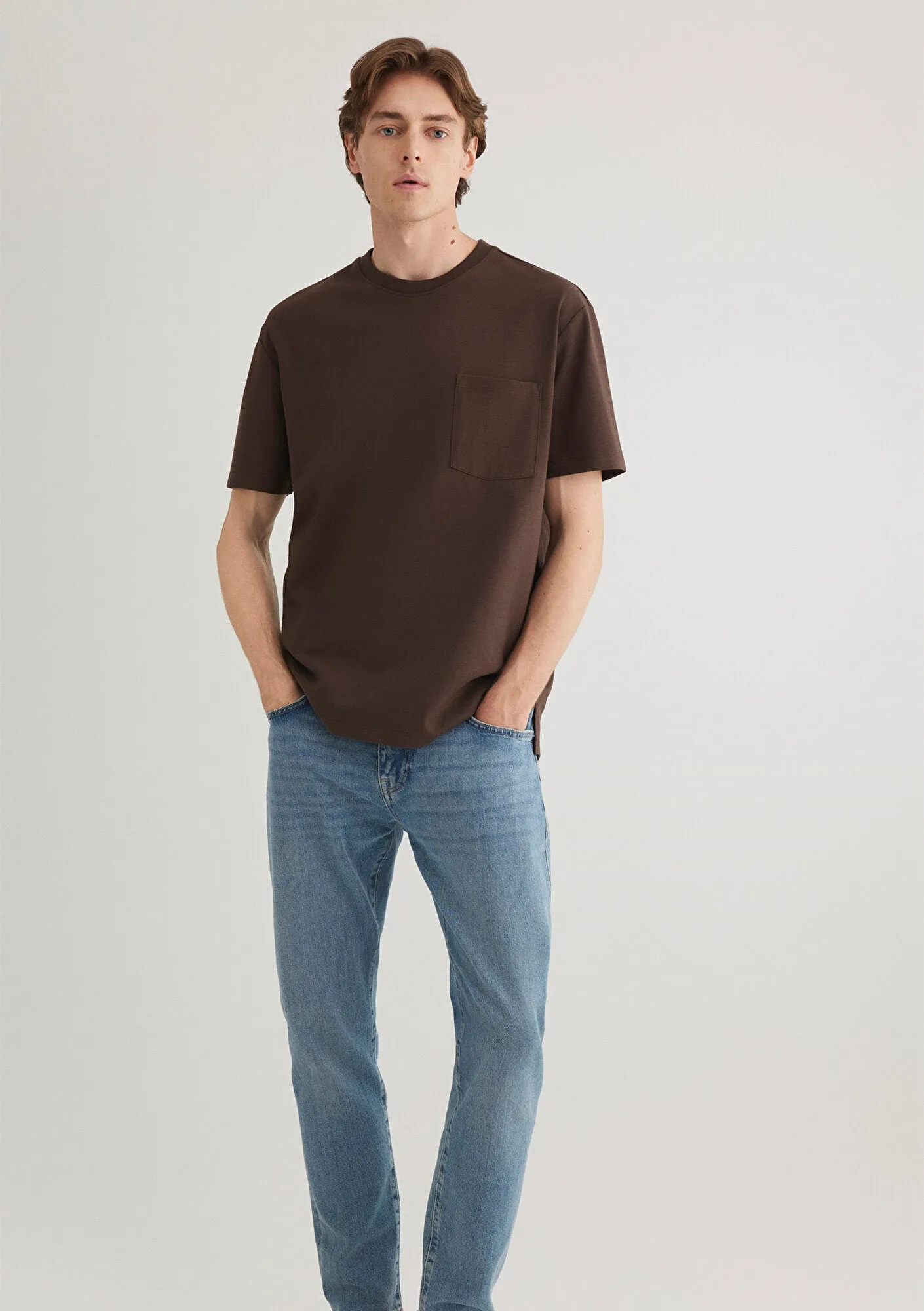 Brown T-shirt with Pocket Detail