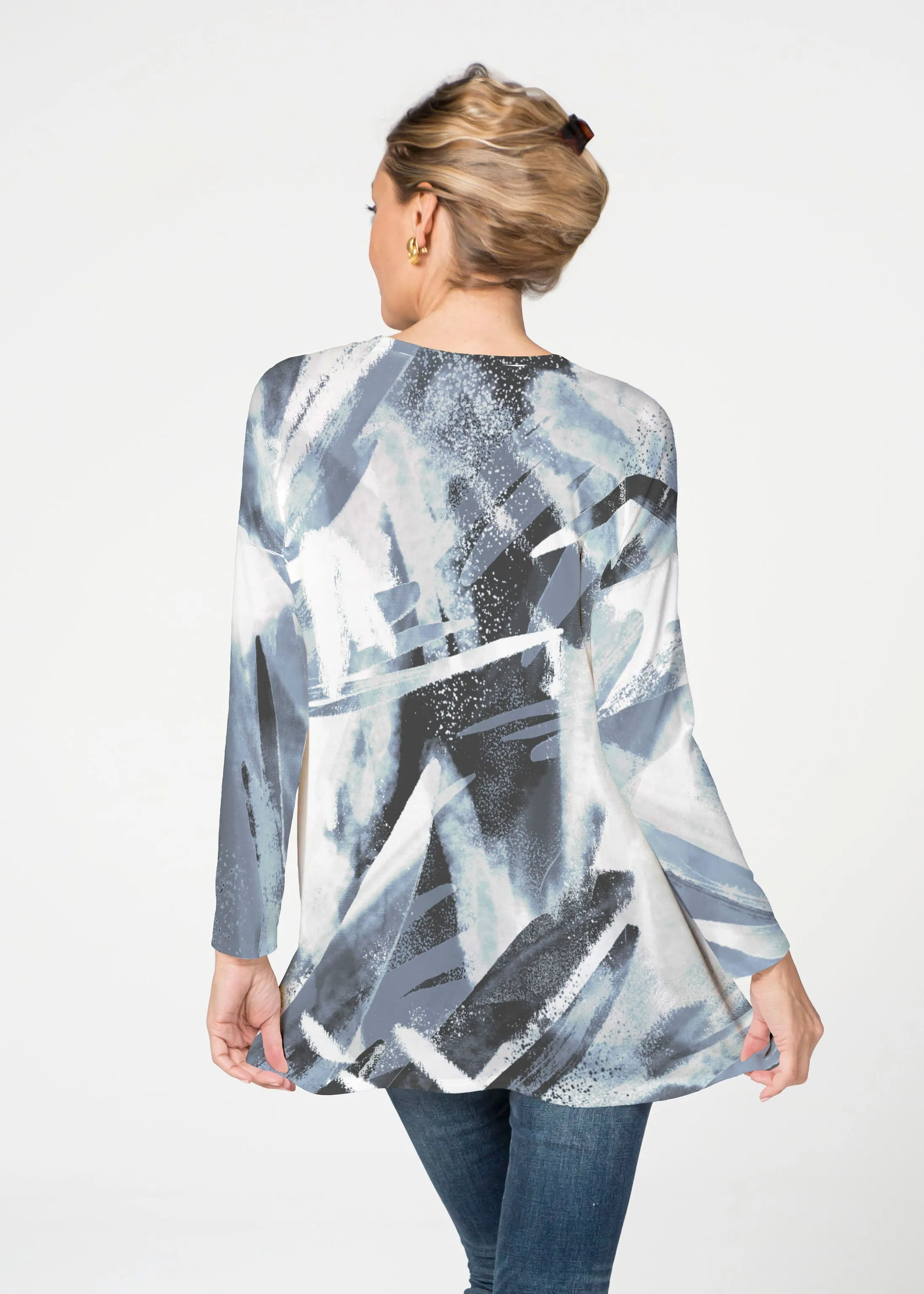 Brush Strokes Black (17167) Slouchy Butterknit Top