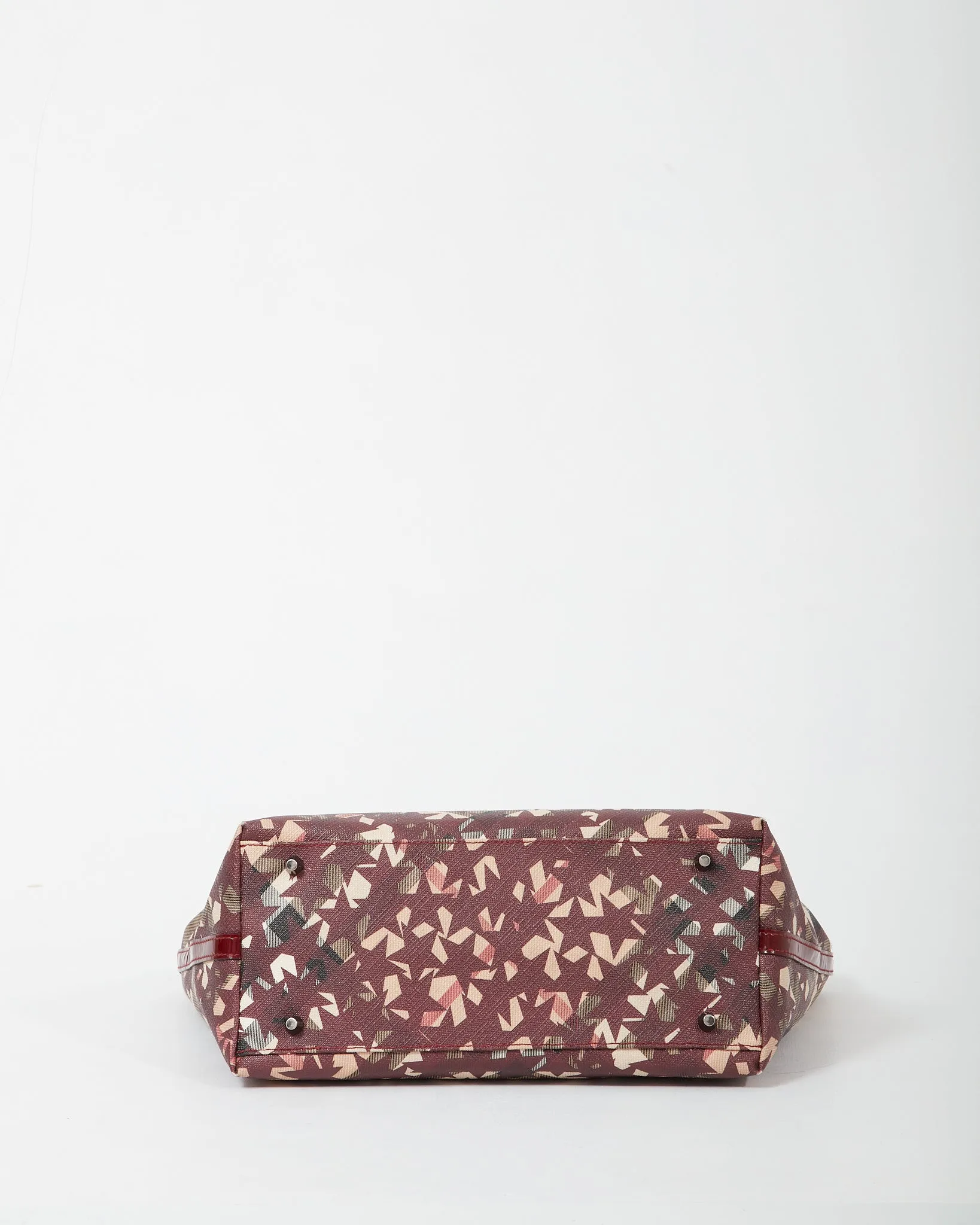 Burberry Burgundy/Beige Coated Canvas & Patent Leather Star Tote Bag