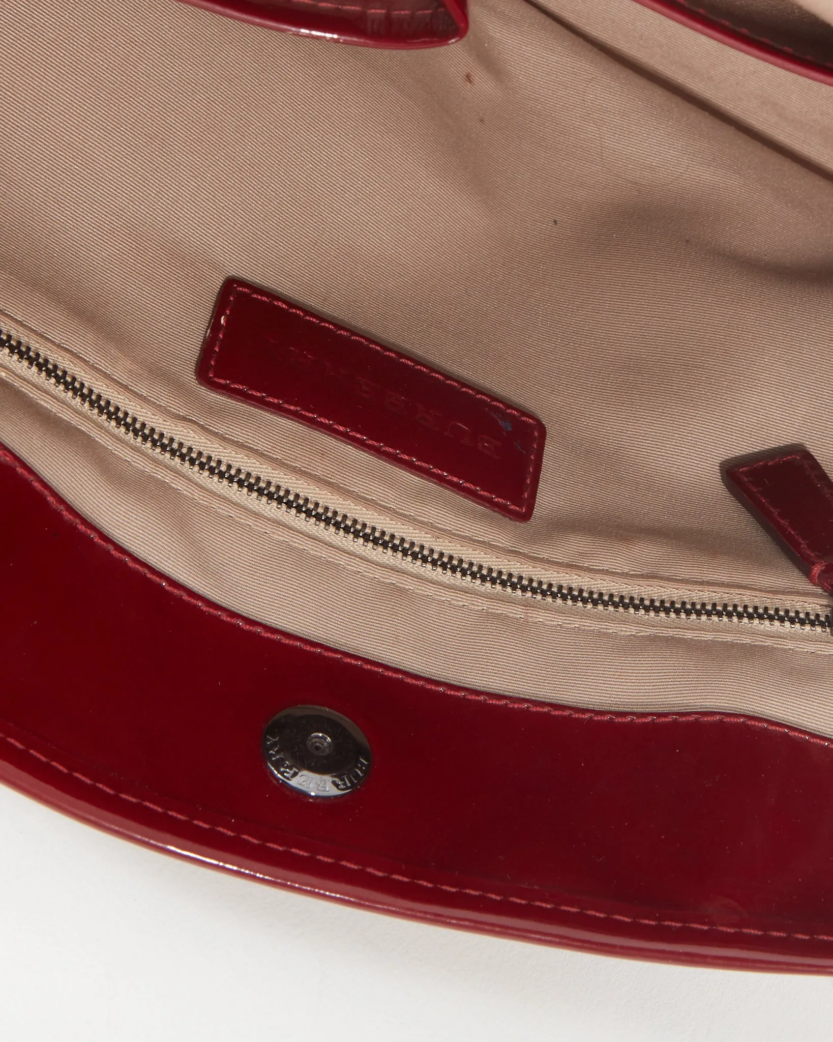 Burberry Burgundy/Beige Coated Canvas & Patent Leather Star Tote Bag