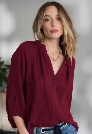Burgundy Gauze Top