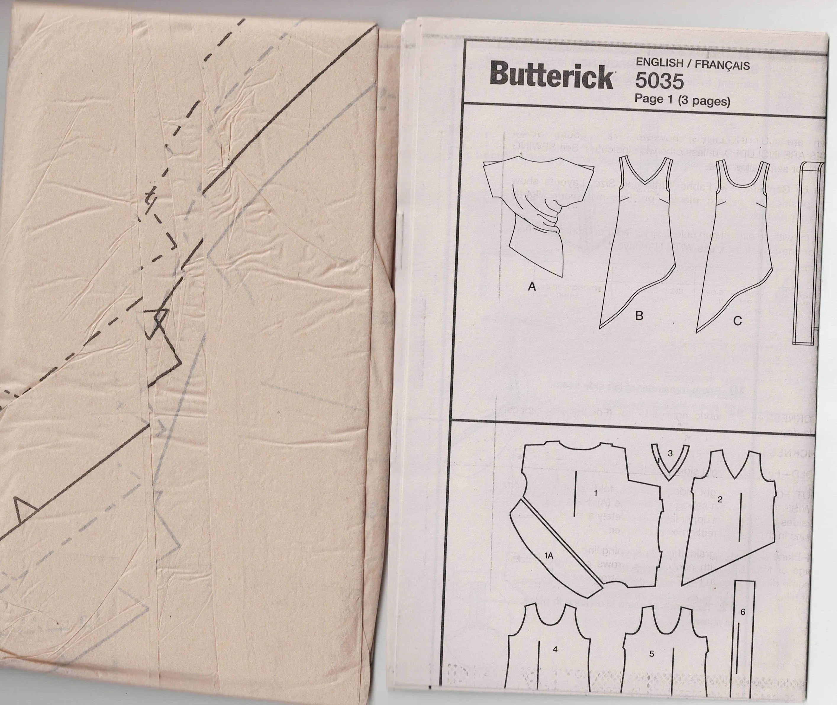 Butterick 5035 Womens EASY 1 Hour Stretch Knit Asymmetric Tunics & Sash Out Of Print Sewing Pattern Sizes XS-M or L-XL UNCUT Factory Folded