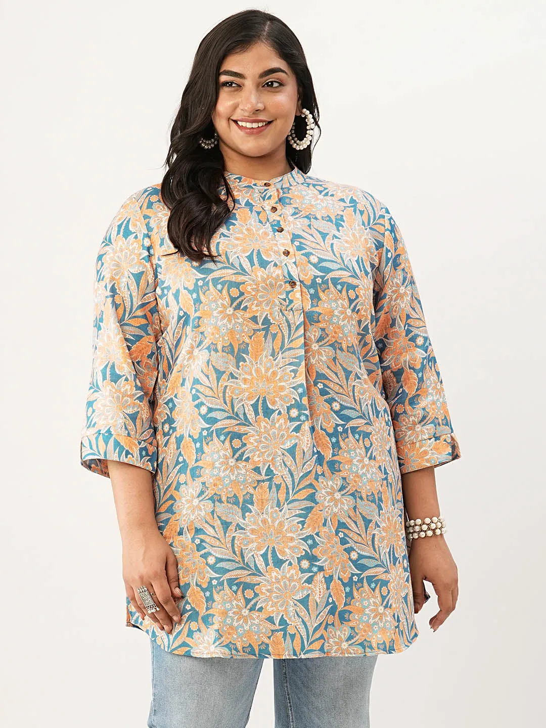 Buy Blue Comfort Fit Cotton Tunic for Women Online India - Zola