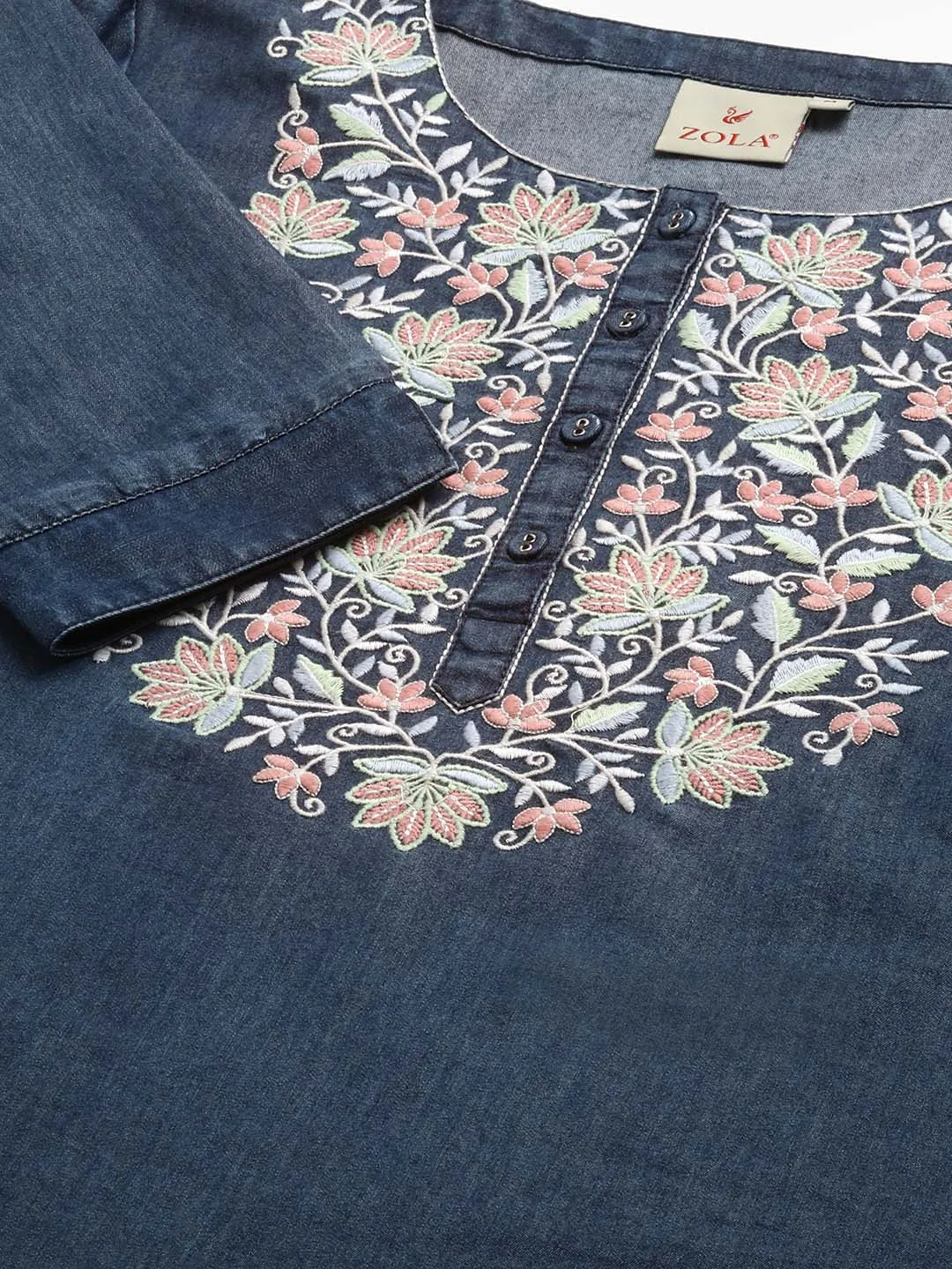 Buy Dx Round Neck Straight Denim Tunic for Women Online - Zola