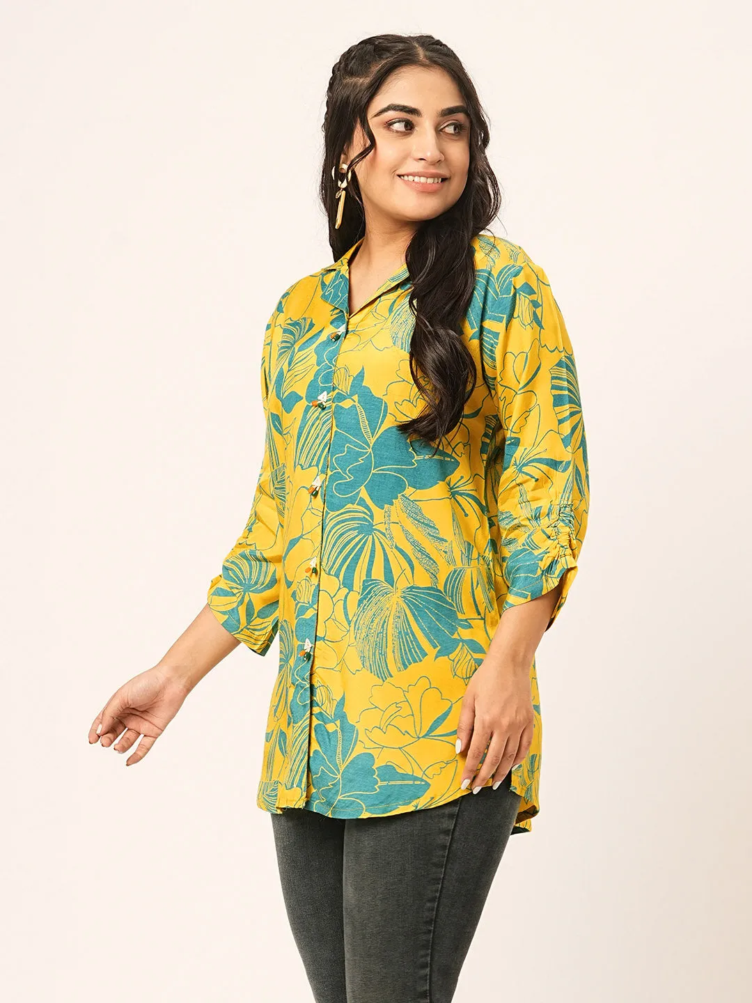 Buy Lapel Collar Multi Muslin Tunic for Women Online - Zola
