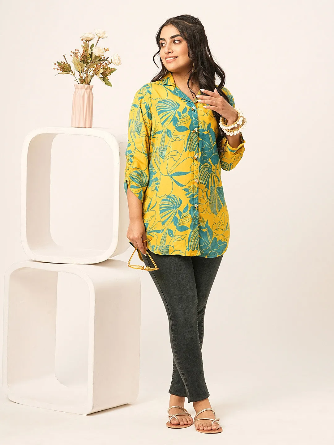 Buy Lapel Collar Multi Muslin Tunic for Women Online - Zola