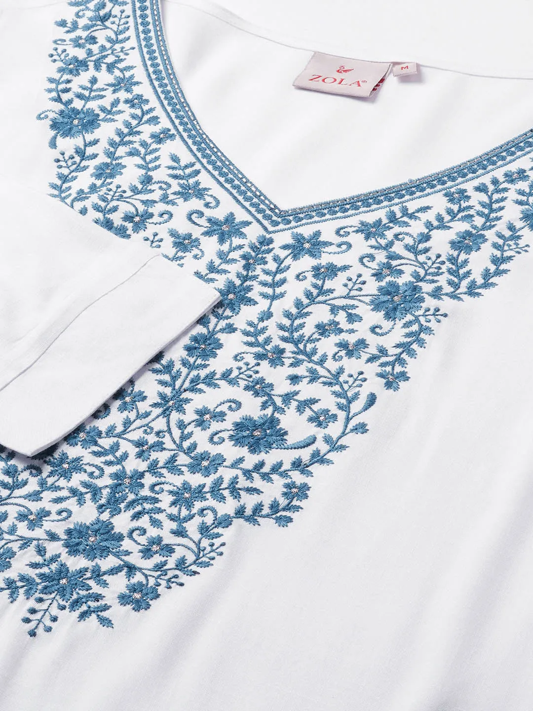 Buy V Neck White Comfort Fit Rayon Tunic For Women Online - Zola