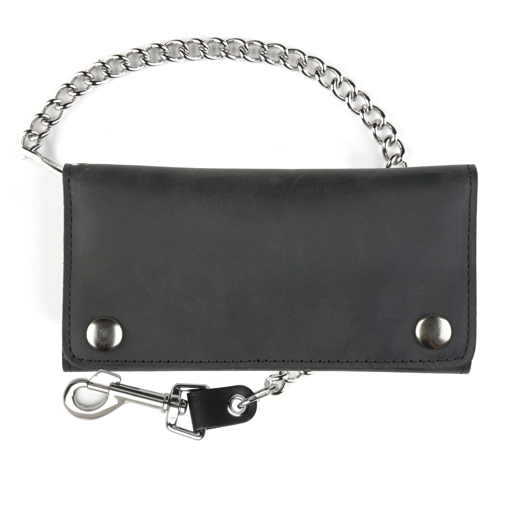 BW339  Credit Card Tri-Fold Wallet w/ Chain- Black