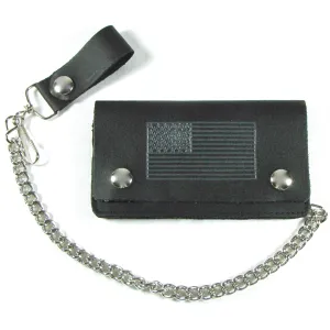 BW402-162G  6" Biker Wallet- Grey U.S. Flag