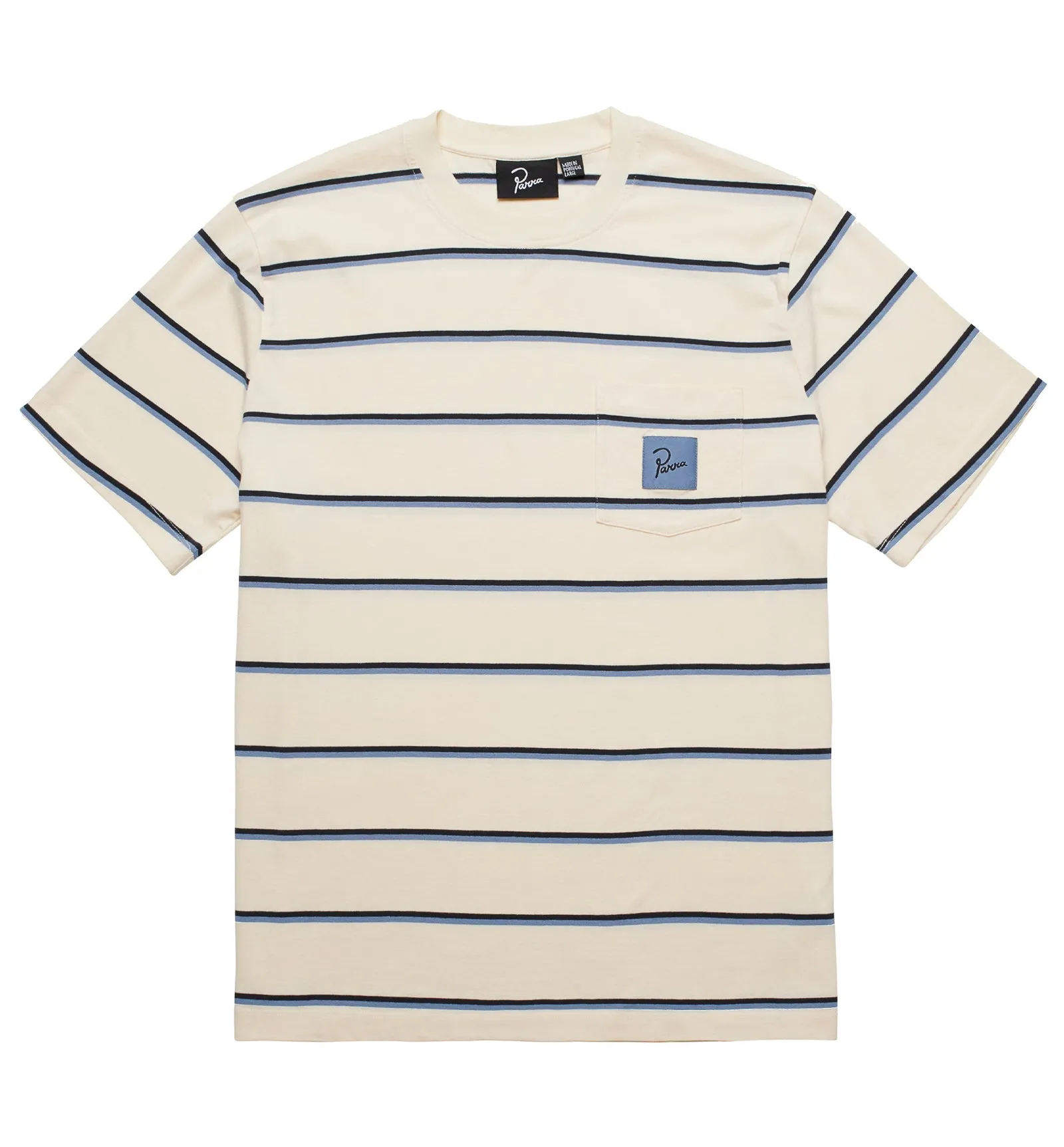 by Parra Striper Pocket Logo T-Shirt 'Dusty Blue'