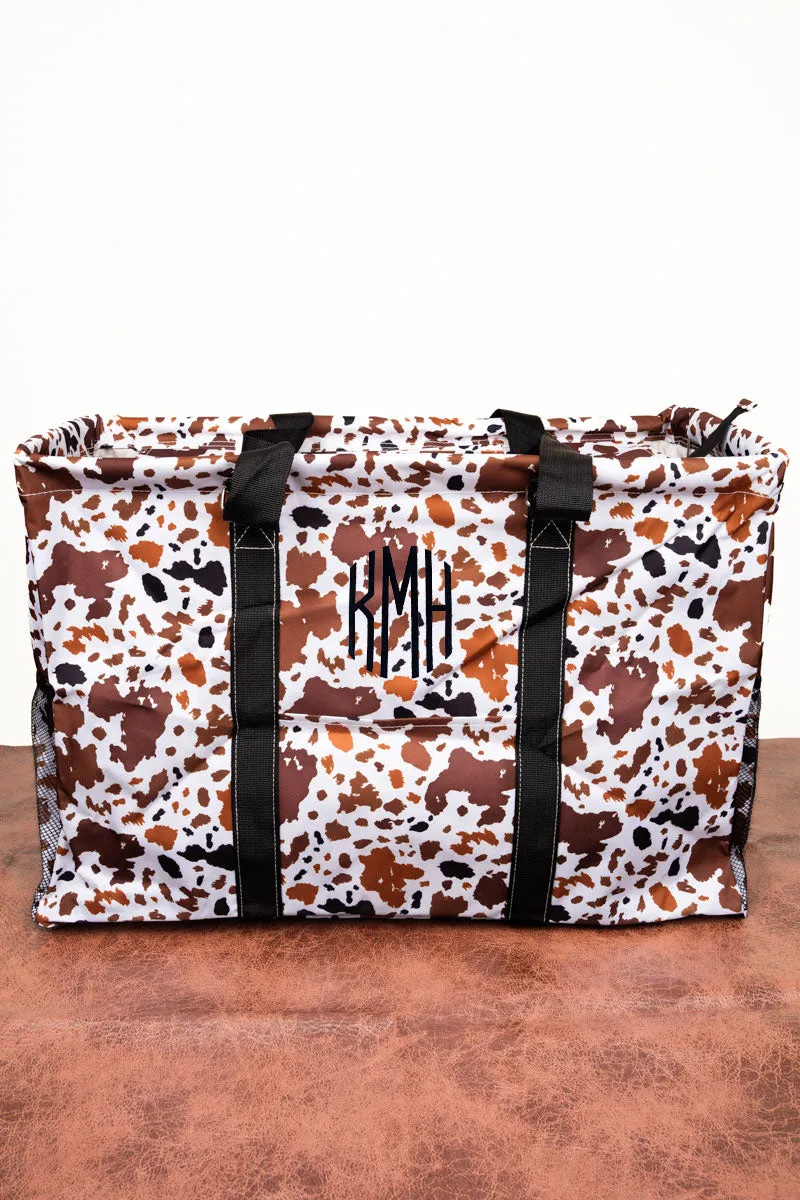 Caffe Moo-cha Collapsible Double Haul-It-All Basket with Mesh Pockets and Lid