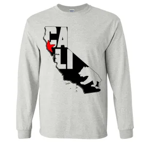 Cali Map Silhouette Outline Long Sleeve Shirt