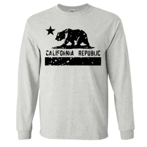 California Flag Black Print Silhouette Long Sleeve Shirt