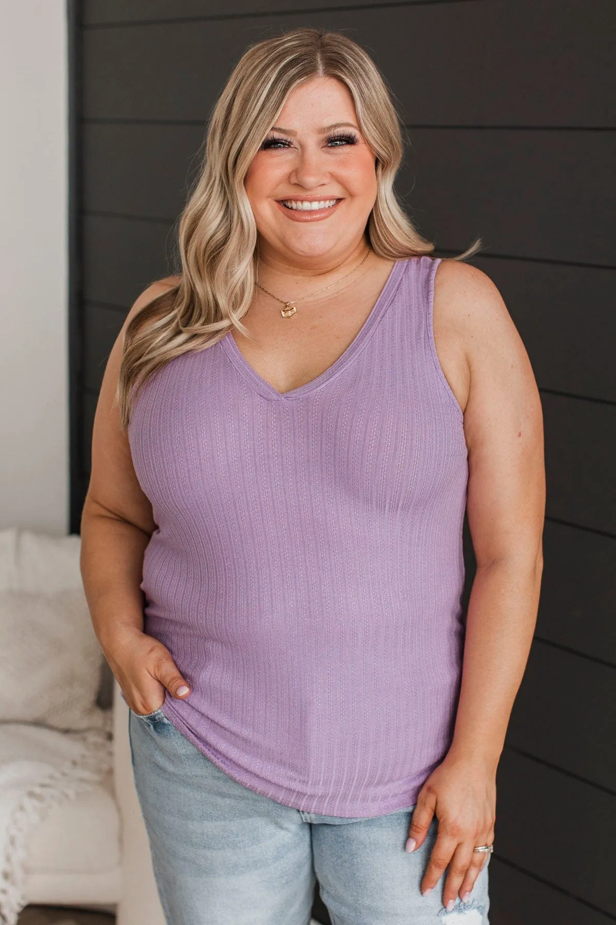 Came To Win V-Neck Tank- Lavender