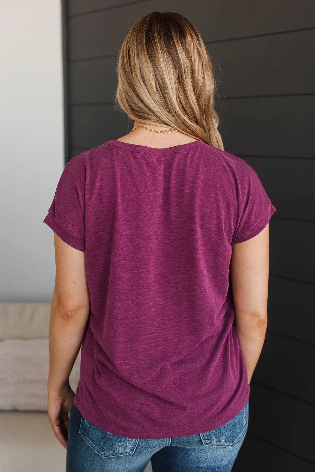 Can't Be Fooled V-Neck Top- Magenta