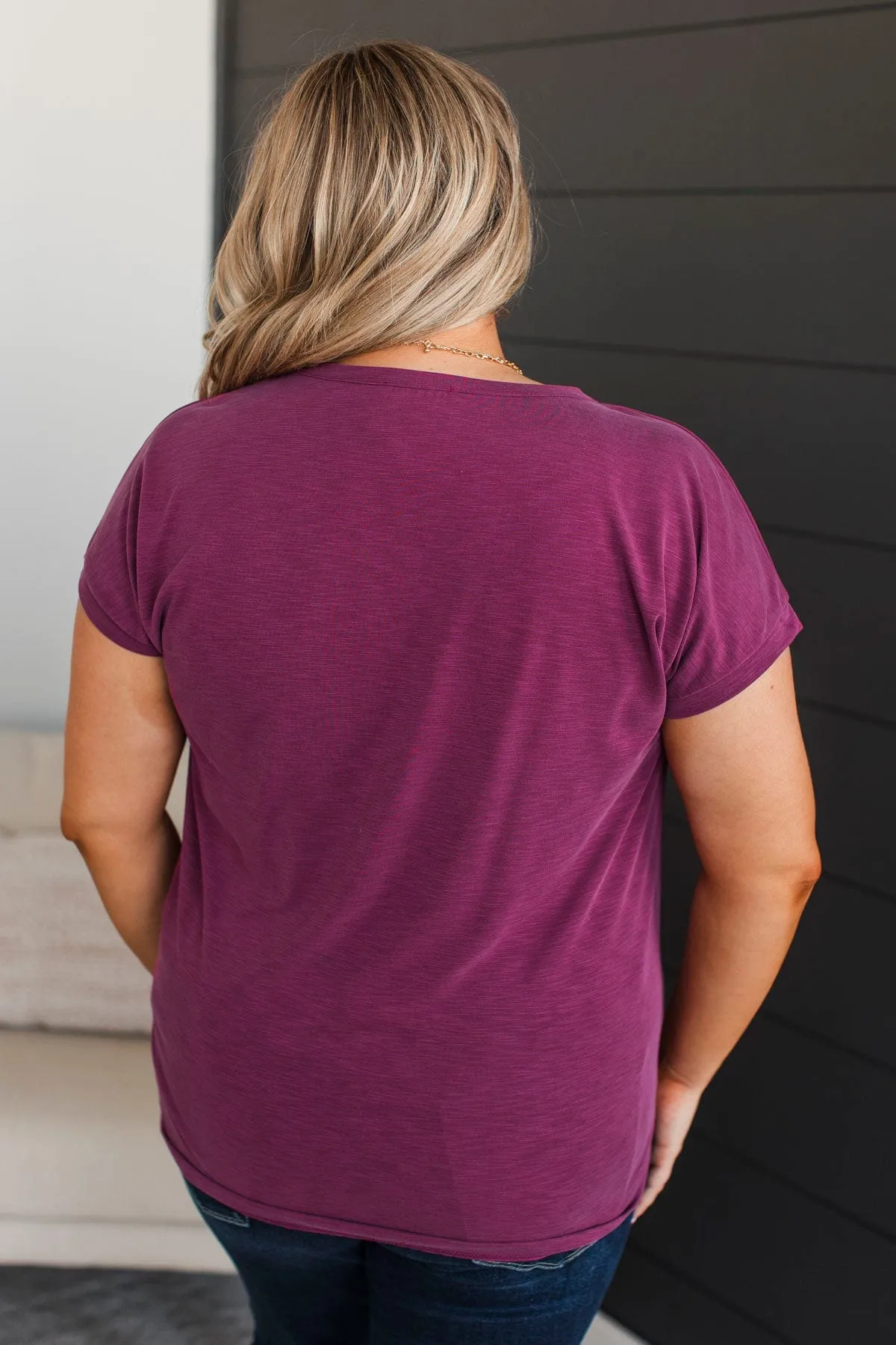 Can't Be Fooled V-Neck Top- Magenta