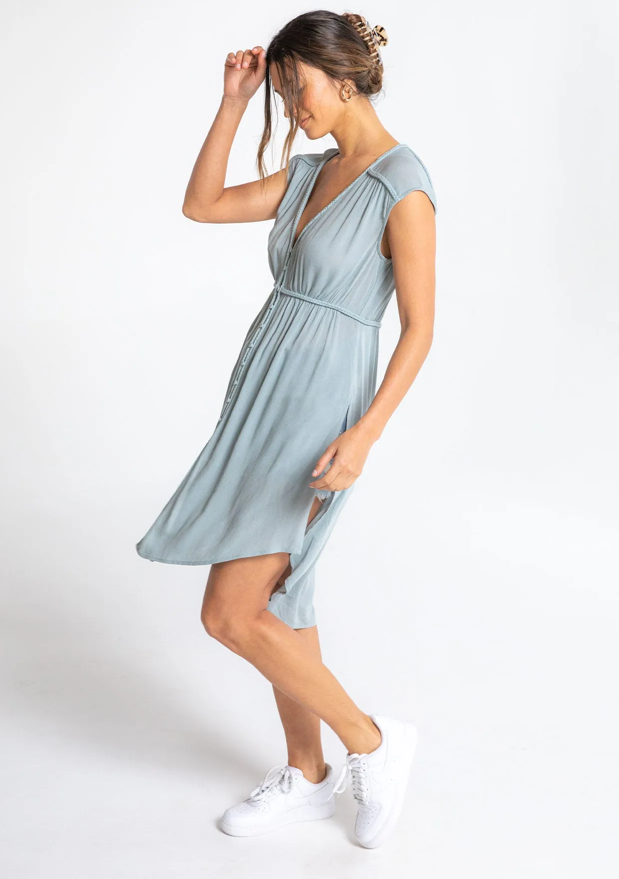 Cap Sleeve Button Front Tunic Top