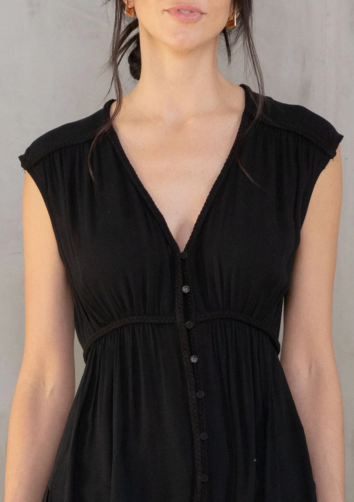 Cap Sleeve Button Front Tunic Top