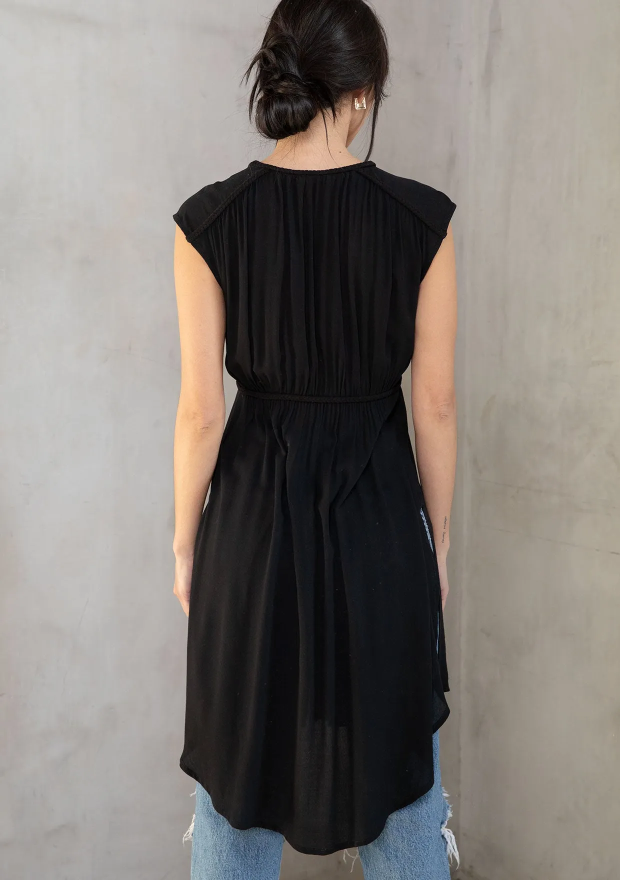 Cap Sleeve Button Front Tunic Top