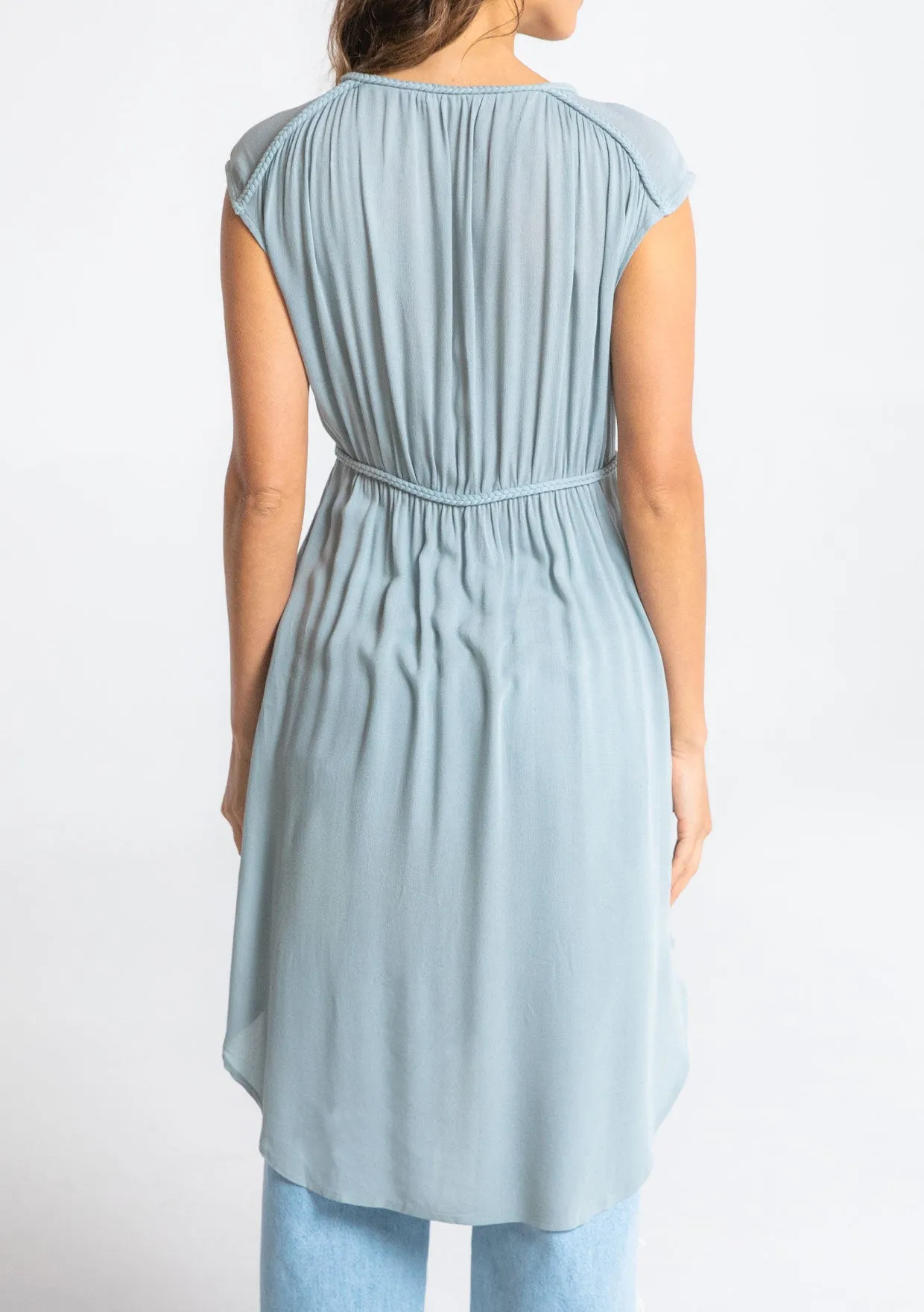 Cap Sleeve Button Front Tunic Top