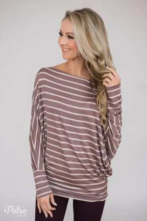 Captivated by Love Striped Top- Purple/Taupe
