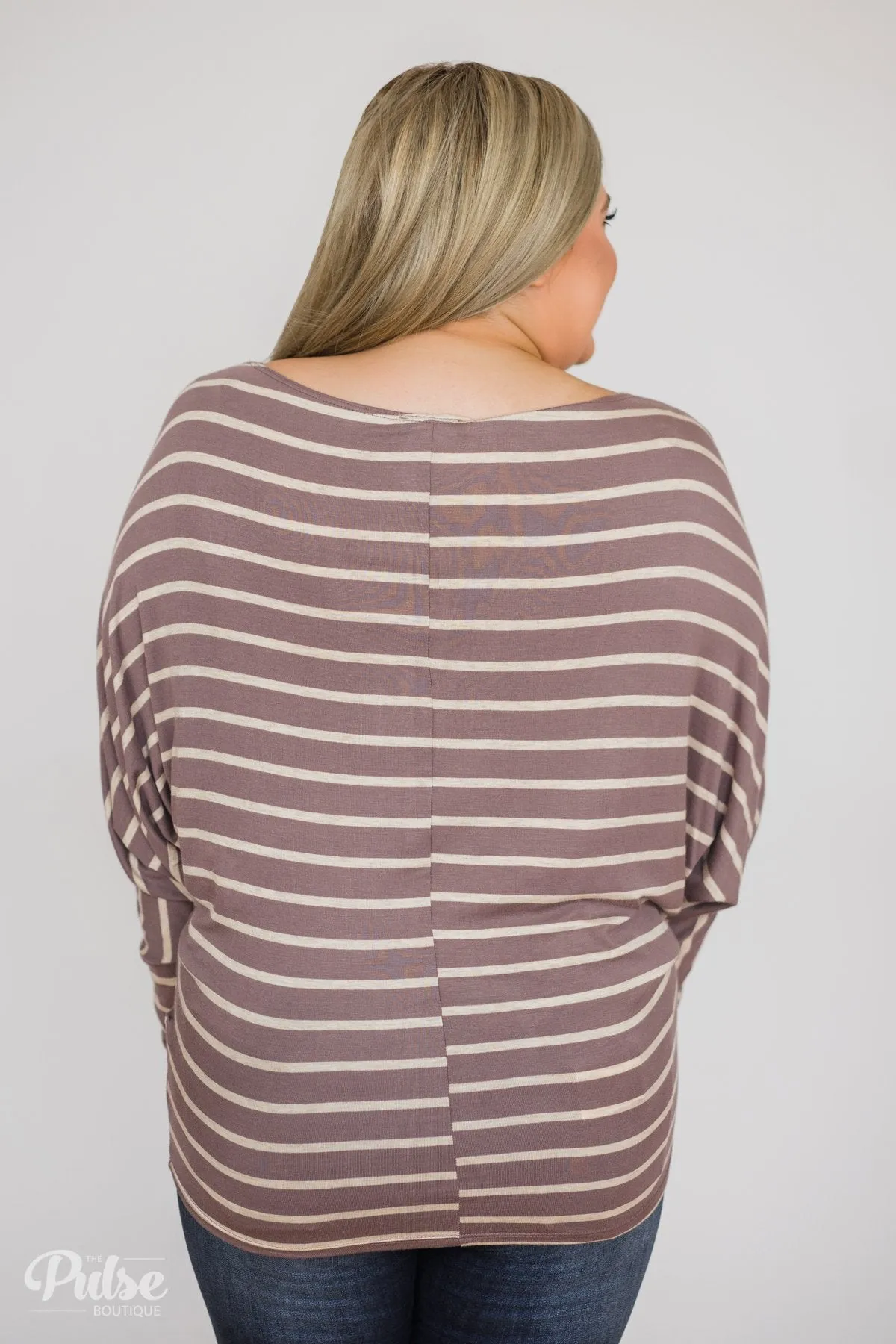 Captivated by Love Striped Top- Purple/Taupe