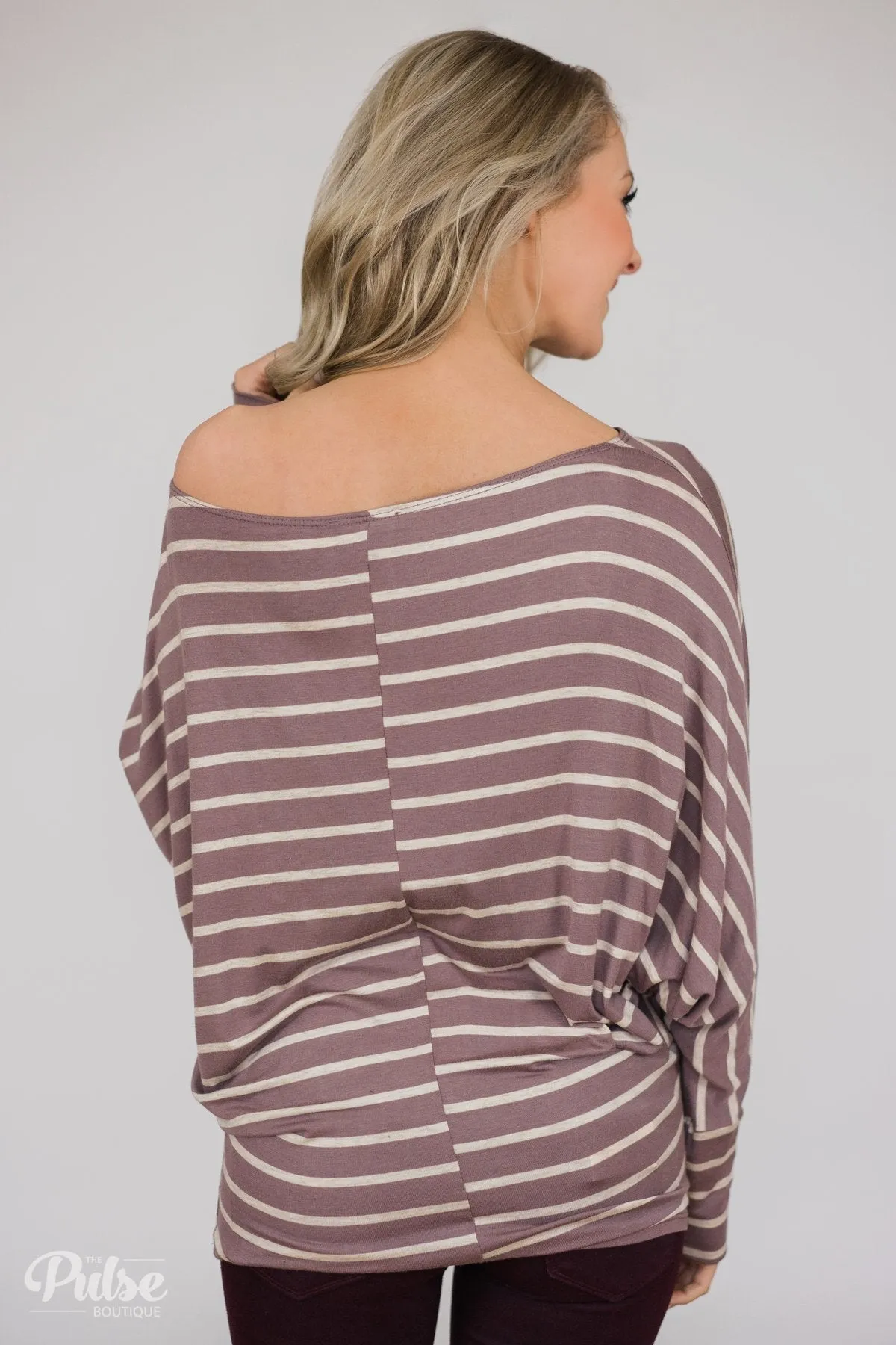 Captivated by Love Striped Top- Purple/Taupe