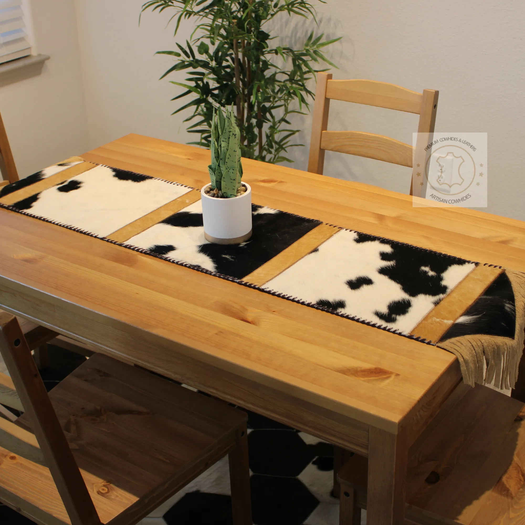 Caramel color Cowhide Table Runner - 8ft -  Table Decor Runner