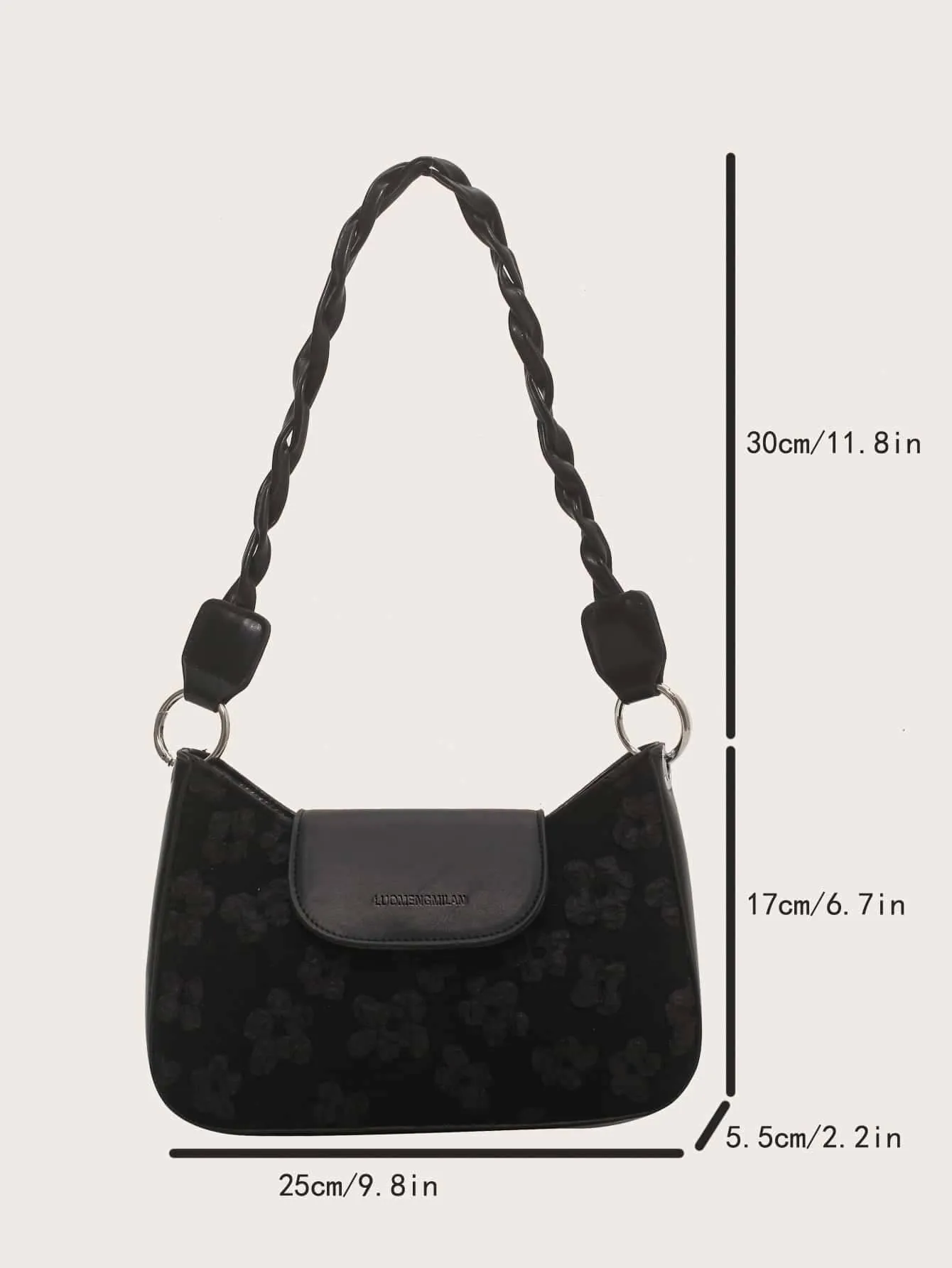 Casual Floral Graphic Braided Strap Shoulder Bag
