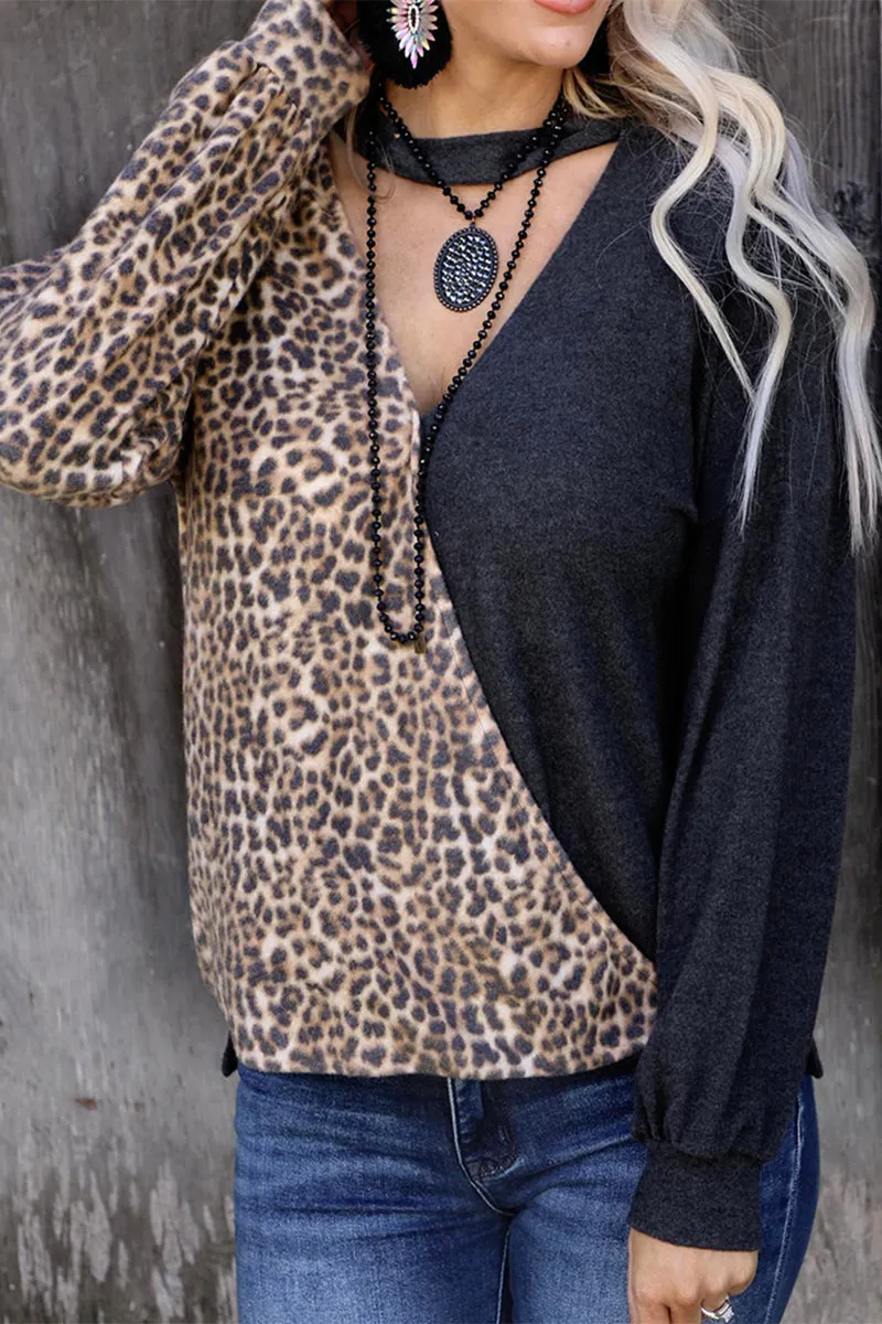 Casual Street Leopard Printing V Neck Tops