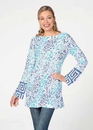 Cat Blue (7755) ~ Banded Boatneck Tunic