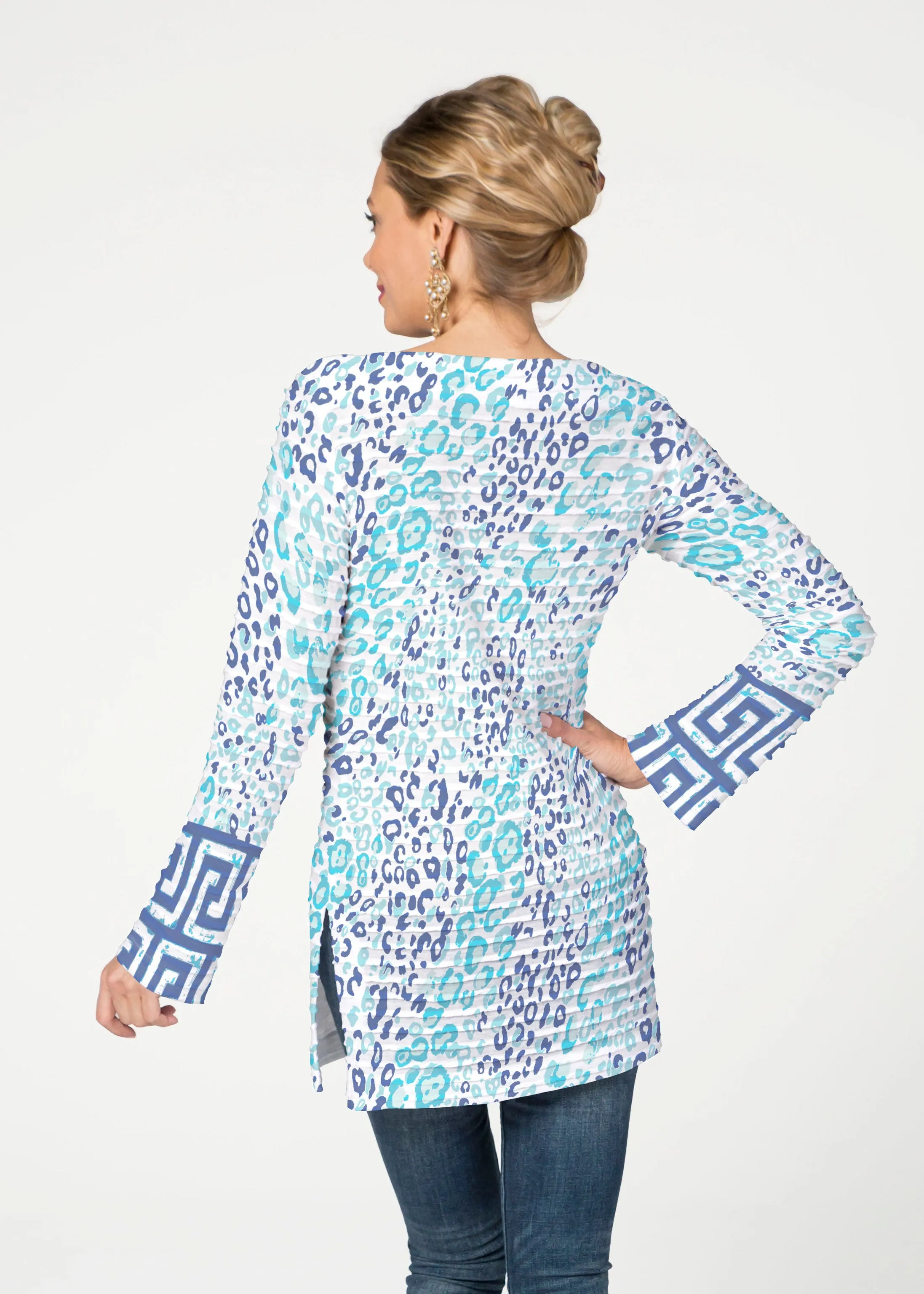 Cat Blue (7755) ~ Banded Boatneck Tunic