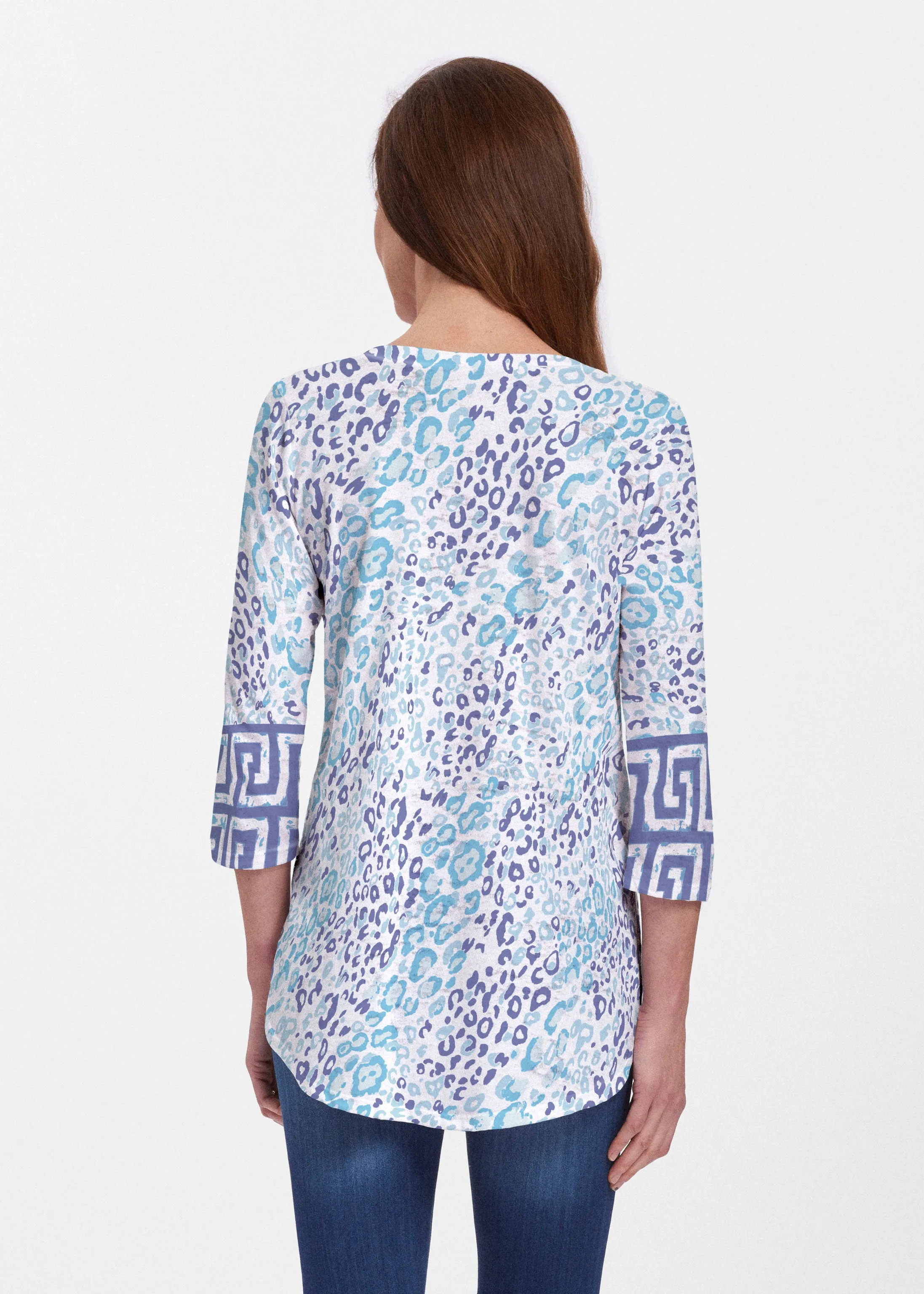 Cat Blue (7755) ~ Signature V-neck Flowy Tunic
