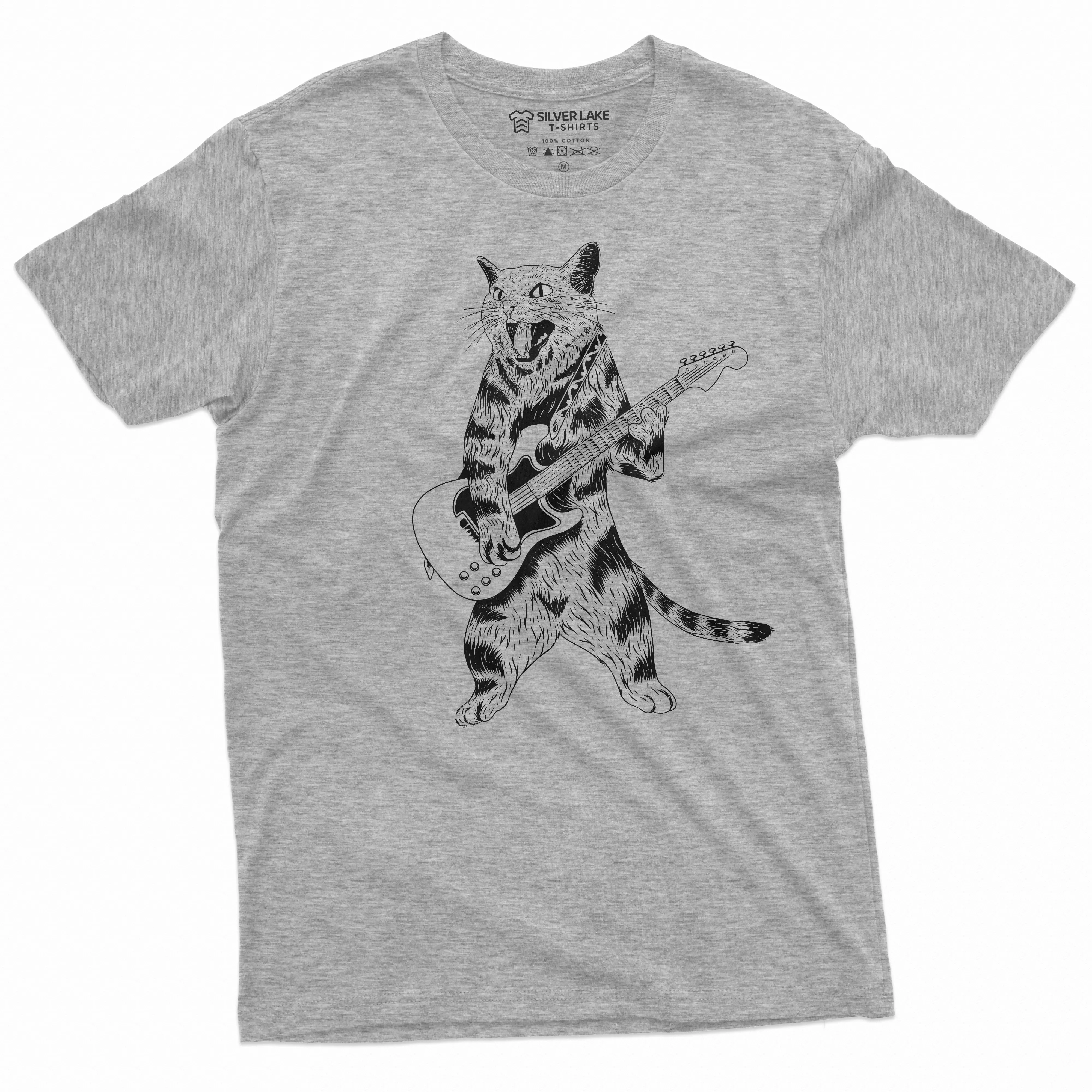 Cat Guitarist Rock Music Tee band jazz country Guitar T-Shirt funny musical Pet tshirt