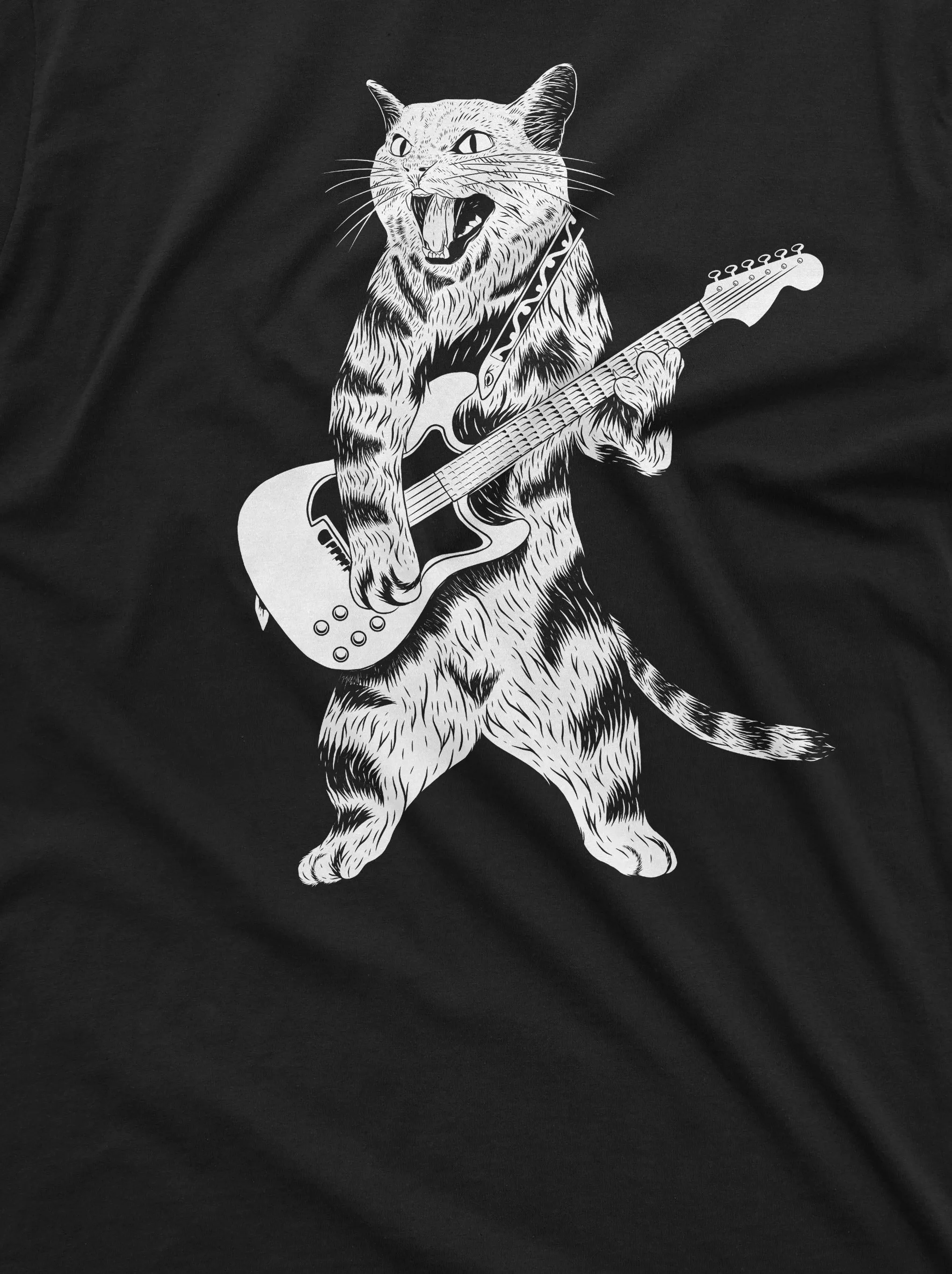 Cat Guitarist Rock Music Tee band jazz country Guitar T-Shirt funny musical Pet tshirt