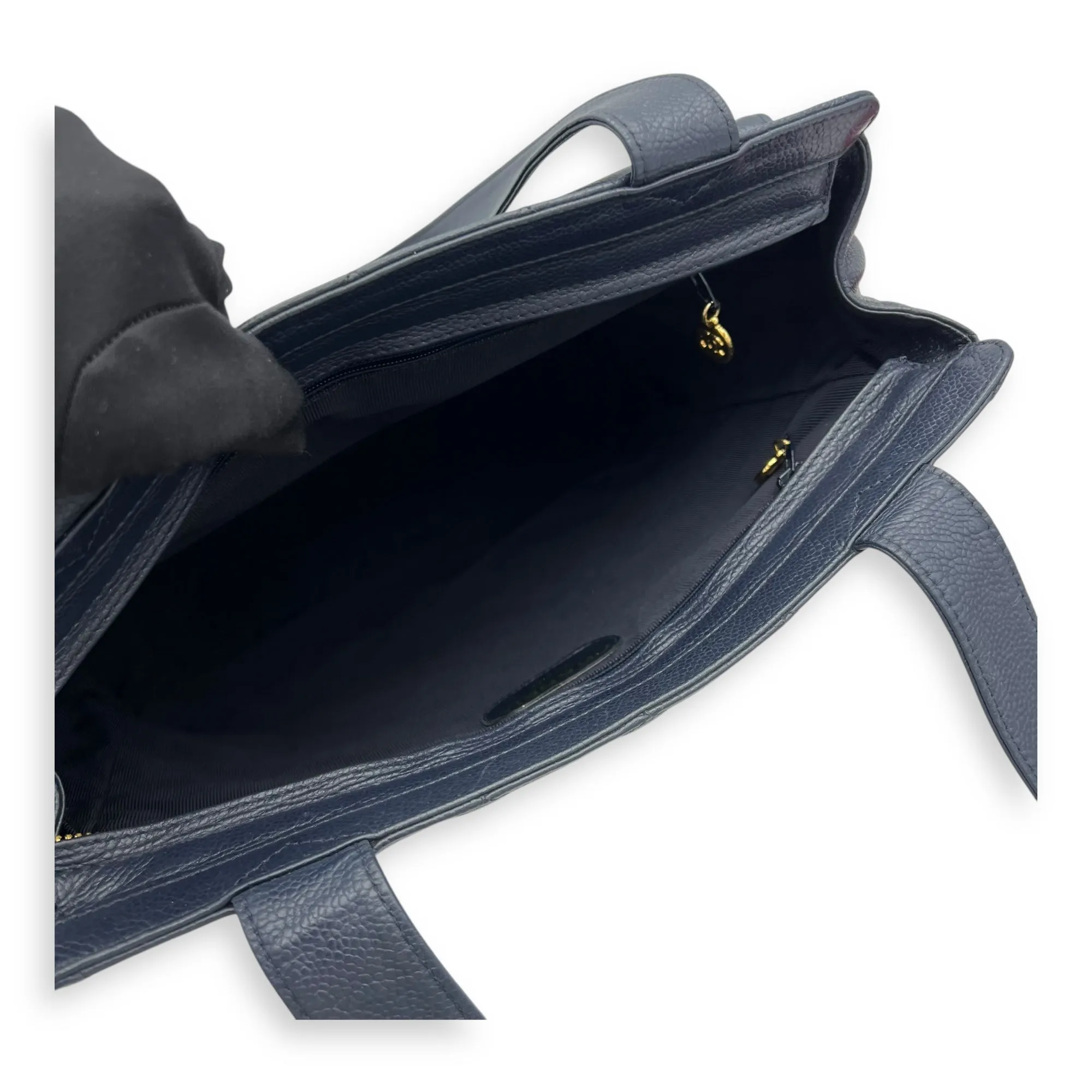 CC Blue Tote Bag in Caviar Leather, Gold hardware