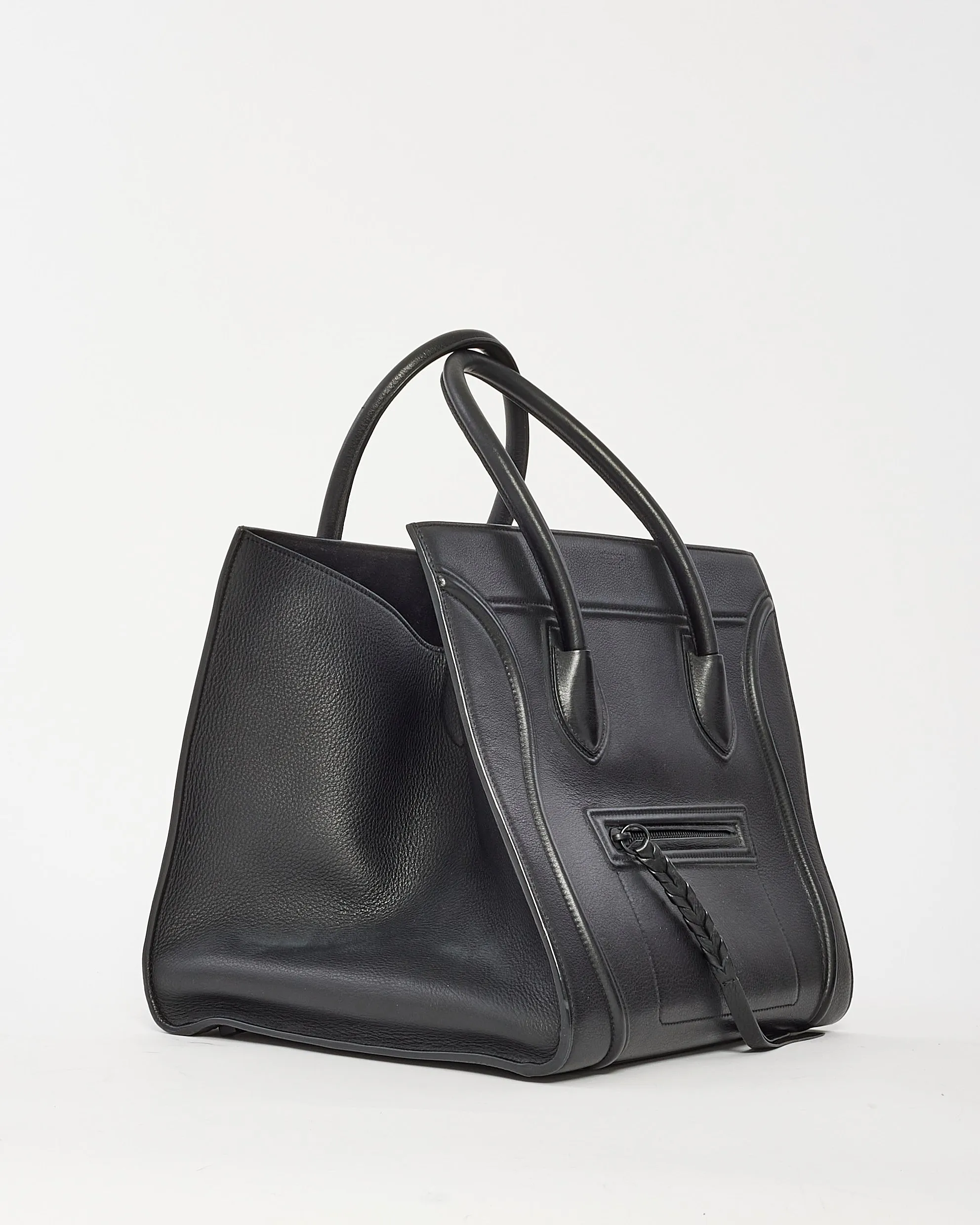 Celine Black Leather Phantom Luggage Medium Tote Bag