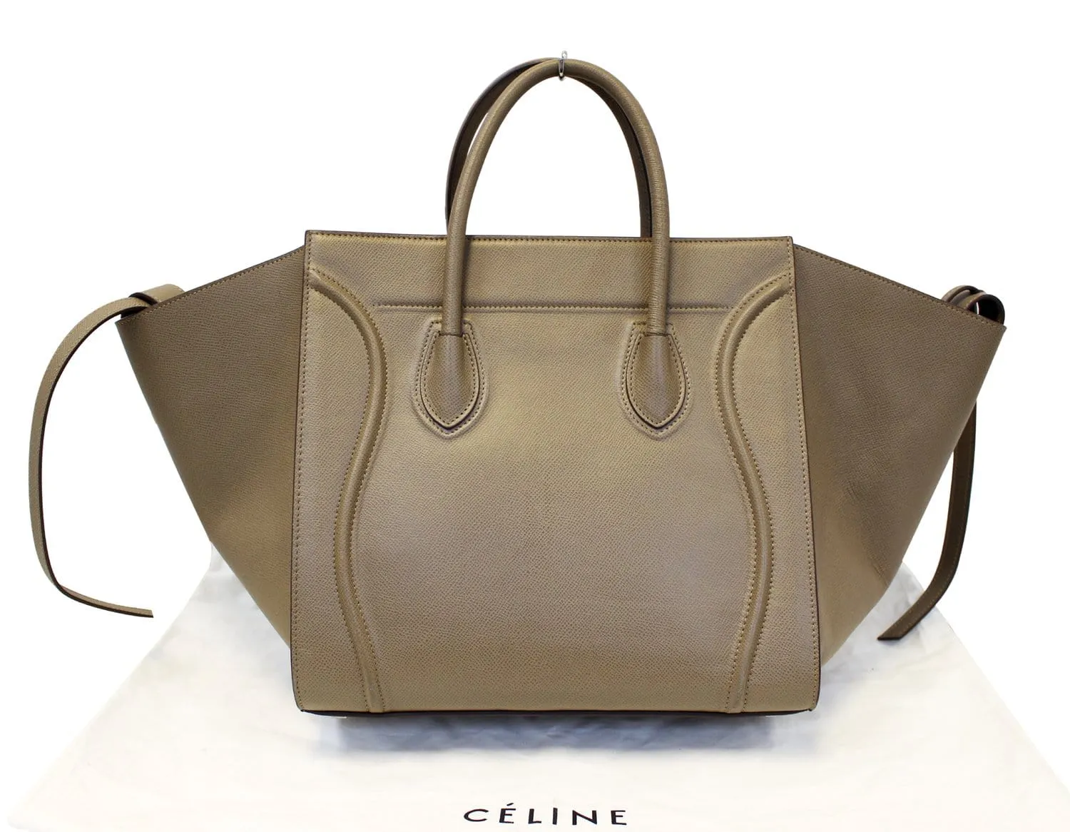 CELINE Taupe Grained Calfskin Leather Large Phantom Luggage Tote Bag