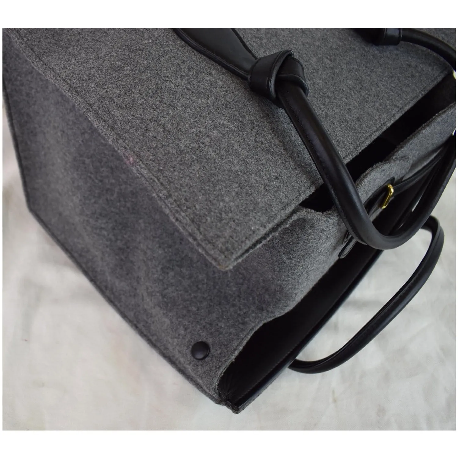 CELINE Tie Knot Felt Calfskin Tote Bag Grey/Black