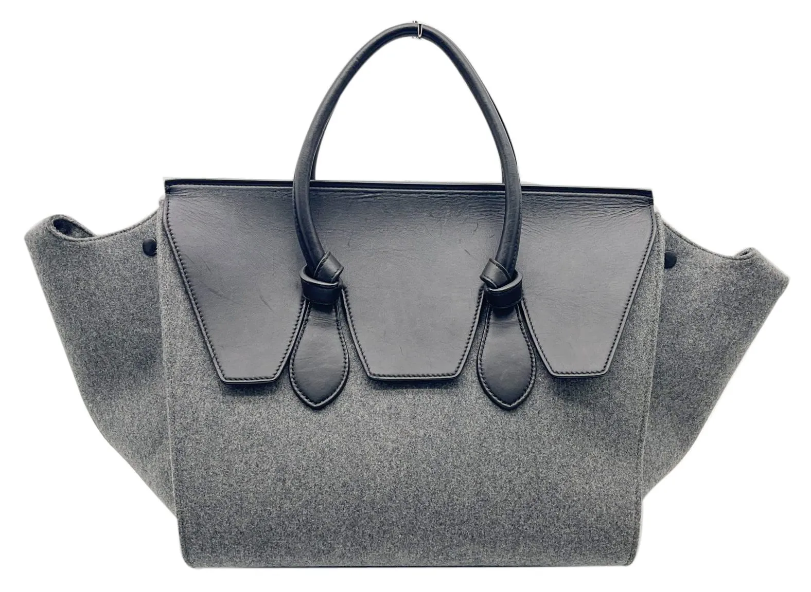 CELINE Tie Knot Felt Calfskin Tote Bag Grey/Black