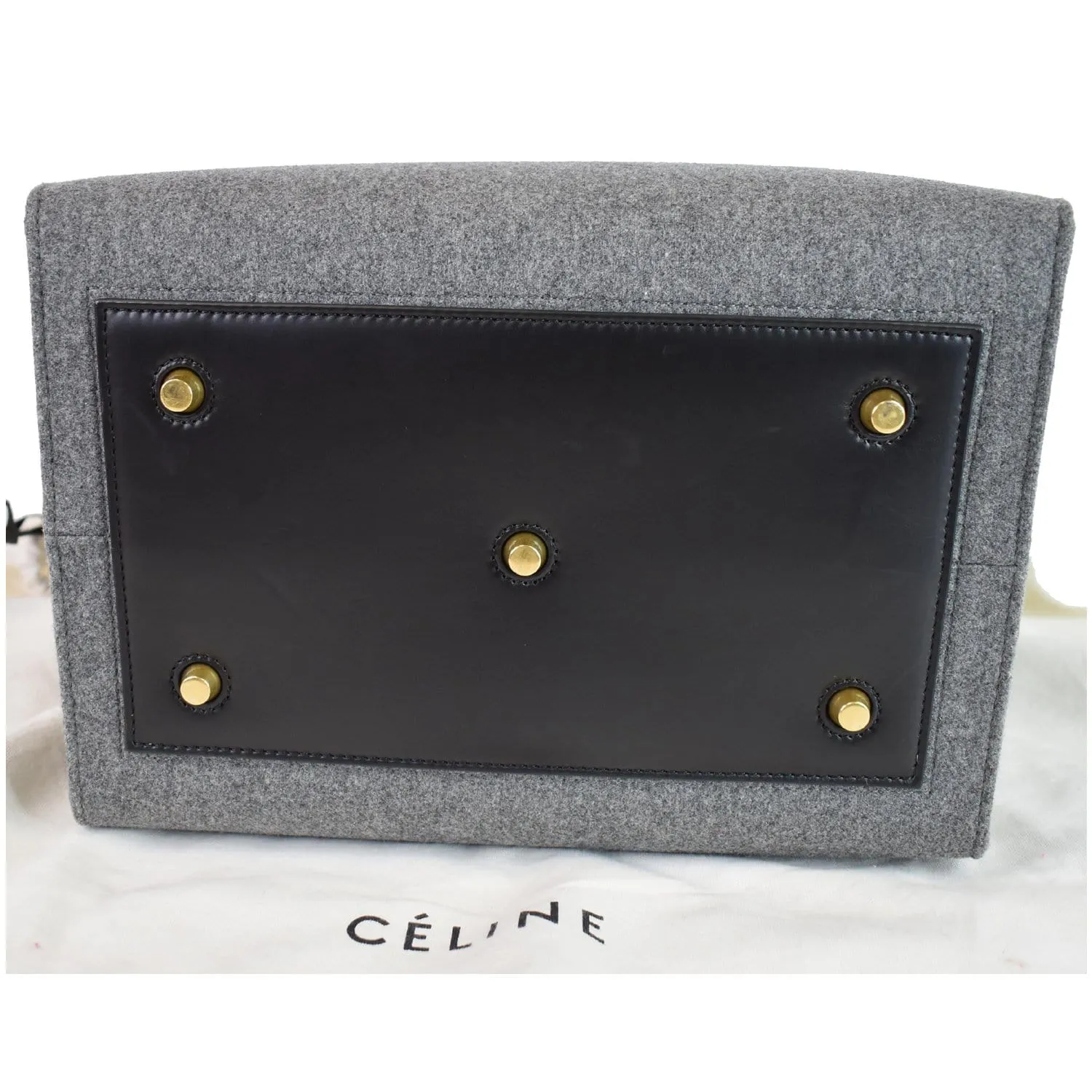 CELINE Tie Knot Felt Calfskin Tote Bag Grey/Black