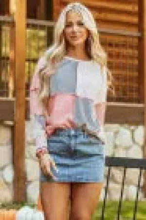Cesar Exposed seam Colorblock Oversized Top