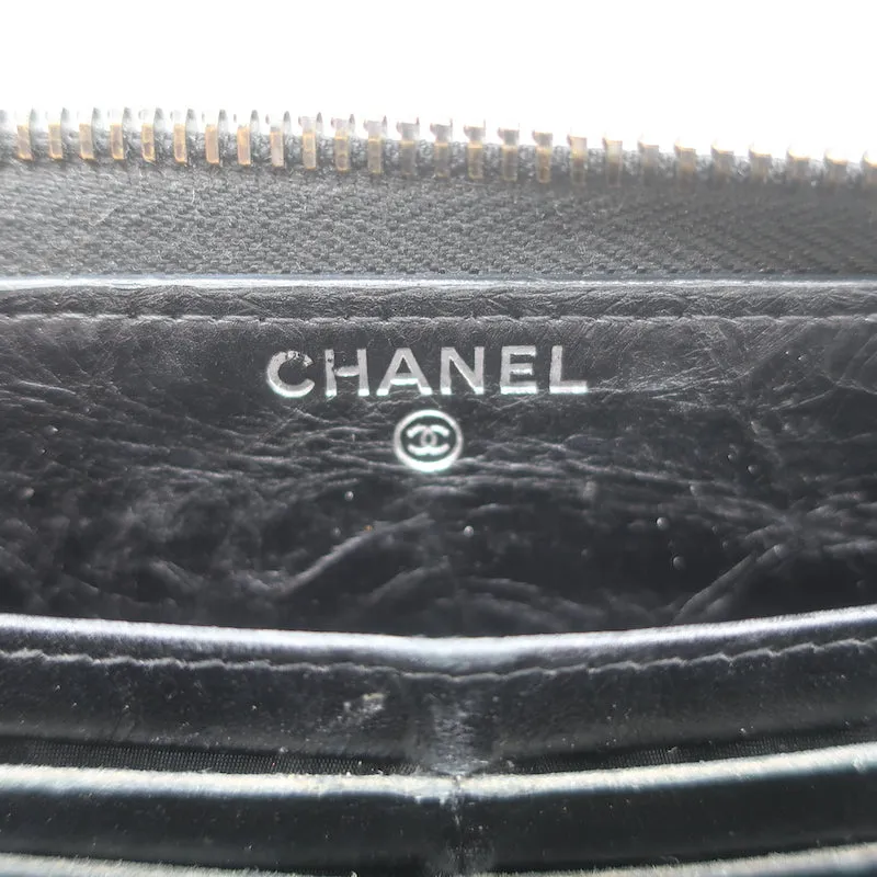 Chanel 16K Reissue L-Gusset Zip Around Wallet Black Quilted Leather