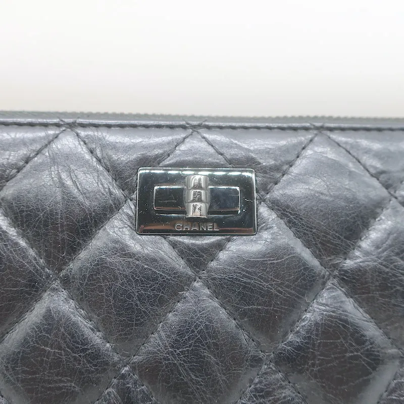 Chanel 16K Reissue L-Gusset Zip Around Wallet Black Quilted Leather